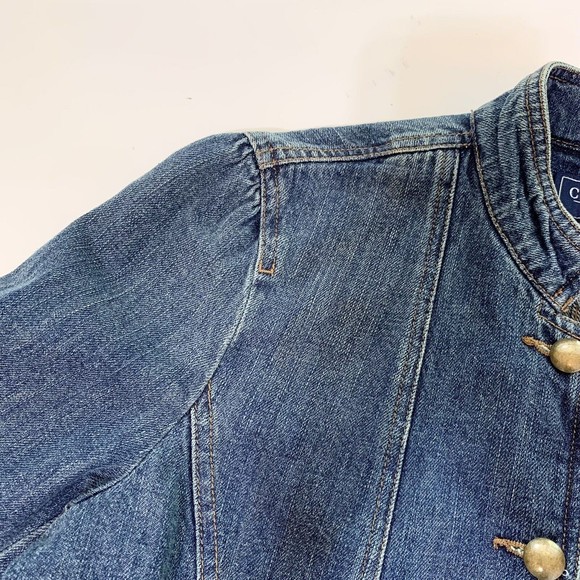 CHAPS Military Style Denim Jacket Button Front Long Sleeve Small - Picture 7 of 12